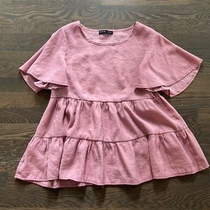Shein Pink Tiered Top